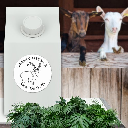 Fresh Goats Milk add Name Black and White Classic Round Sticker