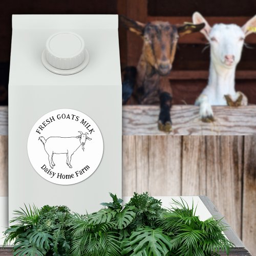 Fresh Goats Milk Business Name Black and White Classic Round Sticker