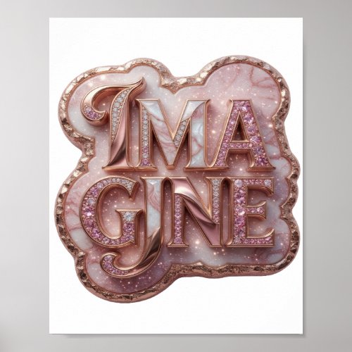 Fresh Gold IMAGINE 3D Text Art Poster