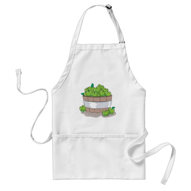 Fresh Green Apple Harvest Barrel Granny Smith Adult Apron (Front)