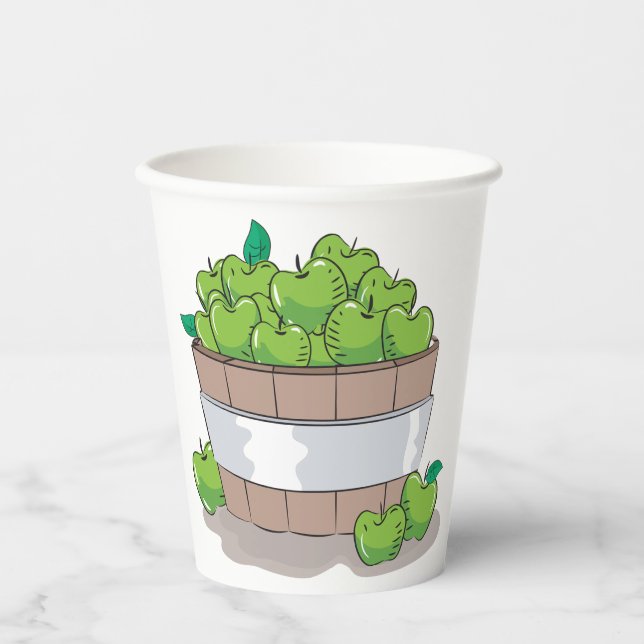 Fresh Green Apple Harvest Barrel Granny Smith Paper Cups (Front)