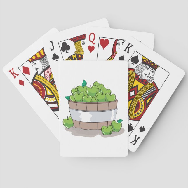 Fresh Green Apple Harvest Barrel Granny Smith Poker Cards (Back)