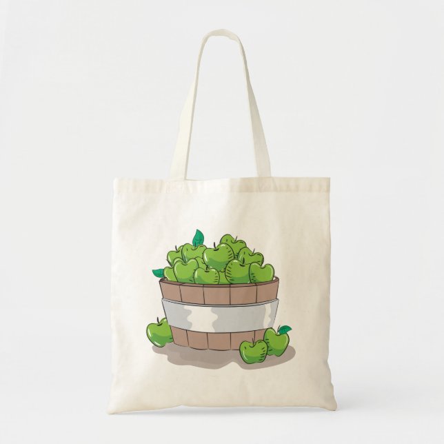 Fresh Green Apple Harvest Barrel Granny Smith Tote Bag (Front)