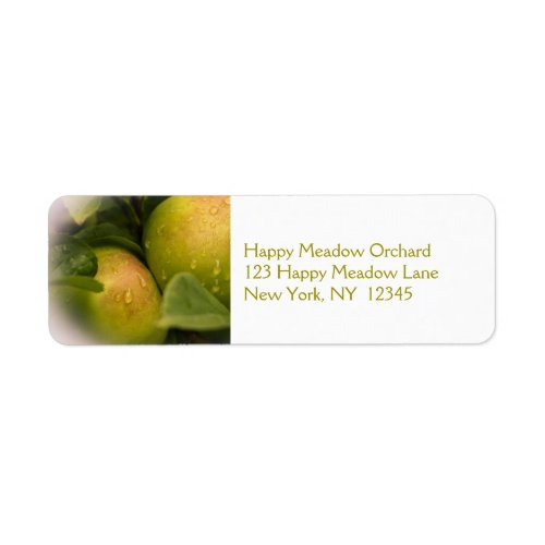 Fresh Green Apples with a Misty Border Label