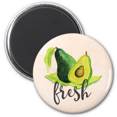 Fresh Green Avocado Still Life Fruit in Watercolor Magnet
