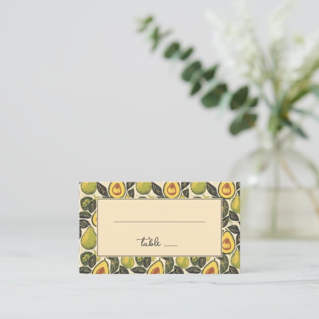 Fresh Green Botanical Avocado Place Card (Standing Front)