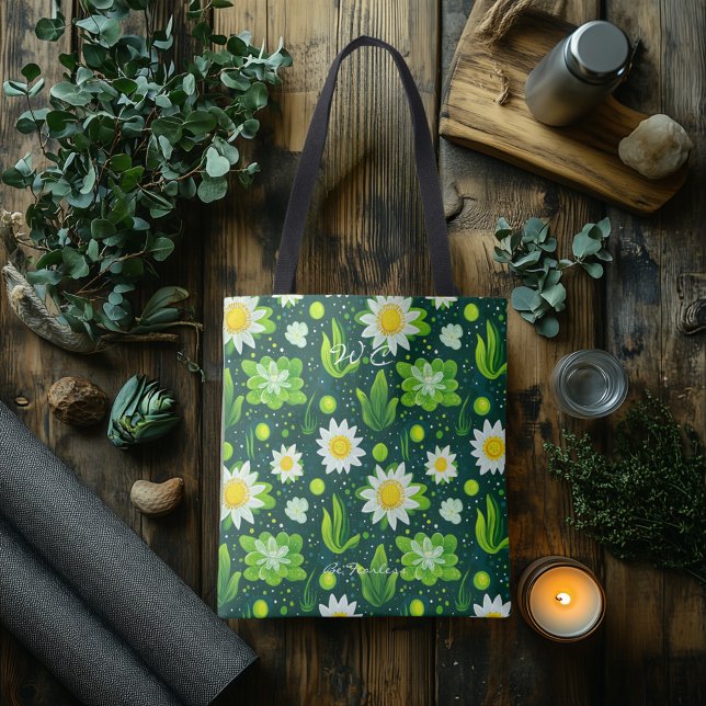 Fresh Green Daisy Wellness Tote Bag (Creator Uploaded)