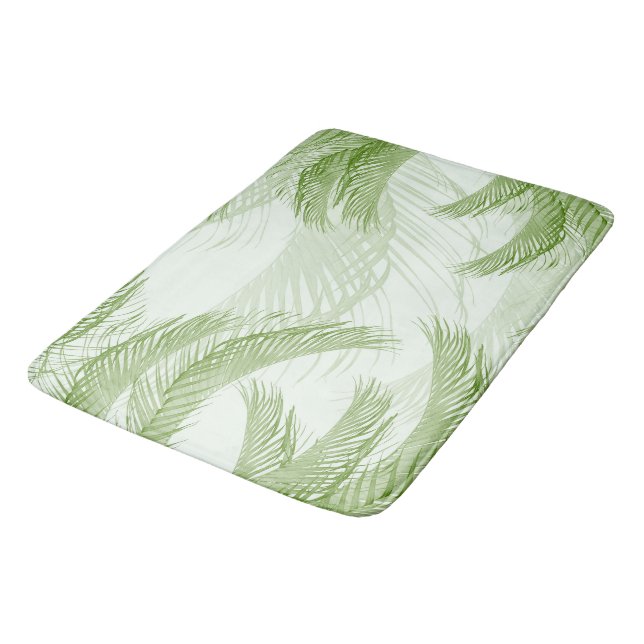 Fresh Green Feather Palm Bliss 1 Bath Mat (Angled)