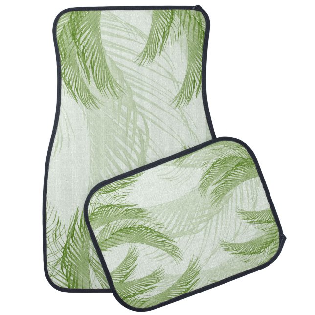 Fresh Green Feather Palm Bliss 1 Car Floor Mat (Set)