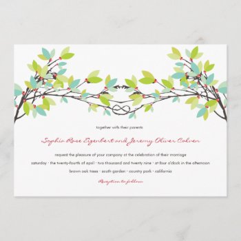 Fresh Green Knotted Love Trees Spring Wedding Invitation by fatfatin_box at Zazzle