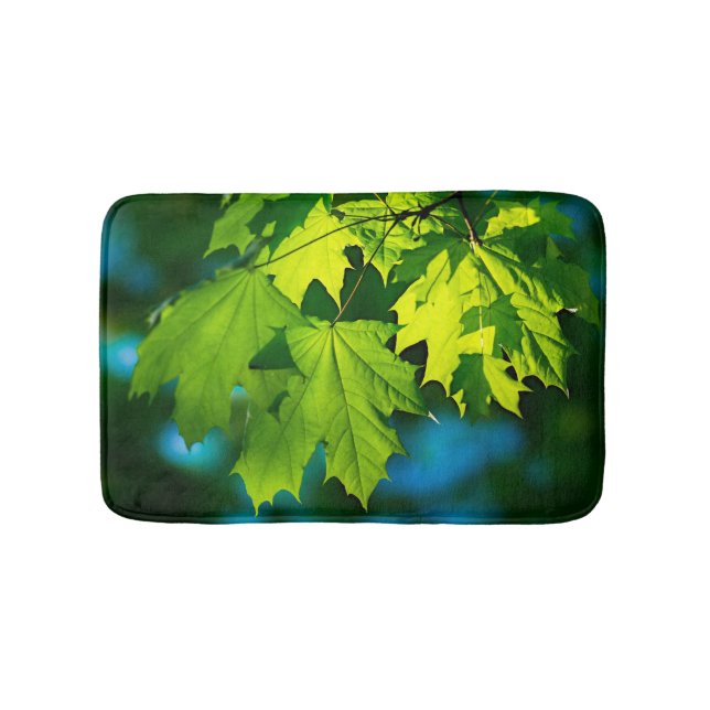 Fresh green maple leaves bathroom mat (Front)