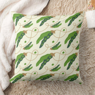 Fresh Green Pea Pod Pattern Throw Pillow