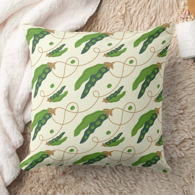 Fresh Green Pea Pod Pattern Throw Pillow (Blanket)