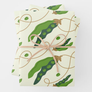 Fresh Green Pea Pod Pattern Wrapping Paper Sheets