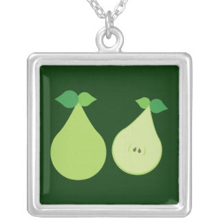 Fresh Green Pear Silver Plated Necklace