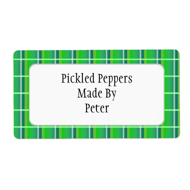 Fresh Green Plaid Custom Canning Labels (Front)