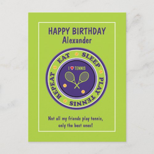 Fresh green Tennis   Happy Birthday Postcard