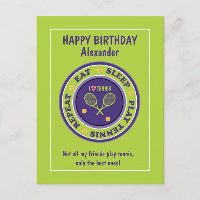 Fresh green Tennis 🎾  Happy Birthday Postcard (Front)