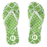 Fresh Green White Geometry Pair of Flip Flops