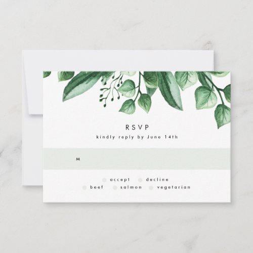Fresh Greenery Leafy Plants Wedding RSVP Card