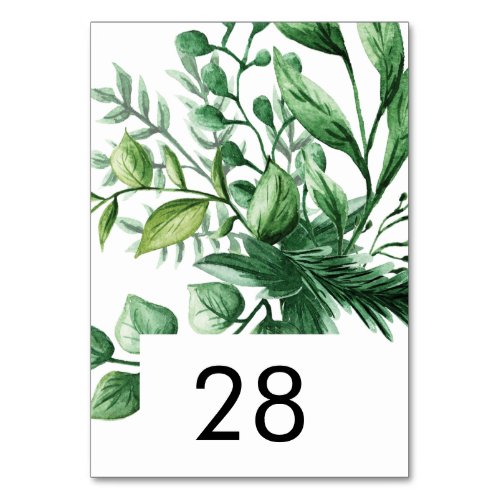 Fresh Greenery Leafy Plants Wedding Table Numbers