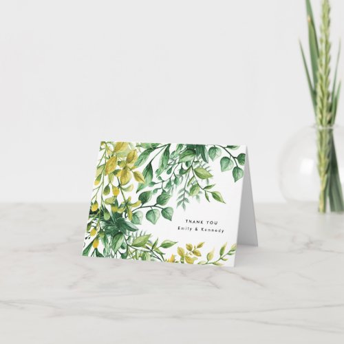 Fresh Greenery Leafy Plants Wedding Thank You Card