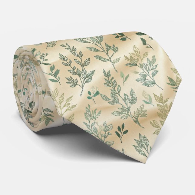Fresh Greenery Minimal Pattern Neck Tie (Rolled)