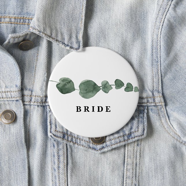 Fresh Greenery Modern Watercolor Bride's Button (In Situ)