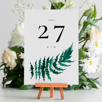 Fresh Greenery Modern Watercolor Wedding Table Number by Gingermoonsisters at Zazzle