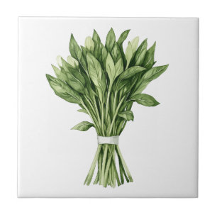 Fresh Greenery Watercolor Wedding Bouquet Ceramic Tile