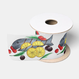 Fresh Grilled Fish Greek Mediterranean Seafood Satin Ribbon