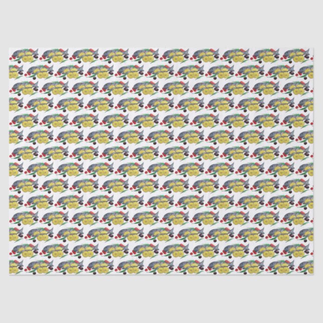 Fresh Grilled Fish Greek Mediterranean Seafood Tissue Paper (Front)