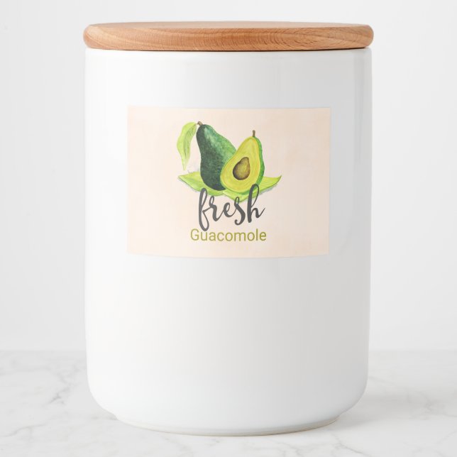 Fresh Guacomole Green Avocado Illustration Food Label (Front)
