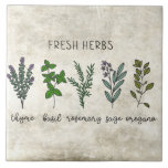 Fresh Herbs Thyme Basil Rustic Farmhouse Ceramic Tile<br><div class="desc">Fresh herbs including thyme,  basil,  sage,  rosemary & oregano on a rustic background.  Simple watercolor graphic was used to make this farmhouse ceramic tile.</div>
