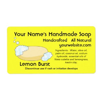 Fresh Homemade Natural Soap Labels Template by alinaspencil at Zazzle