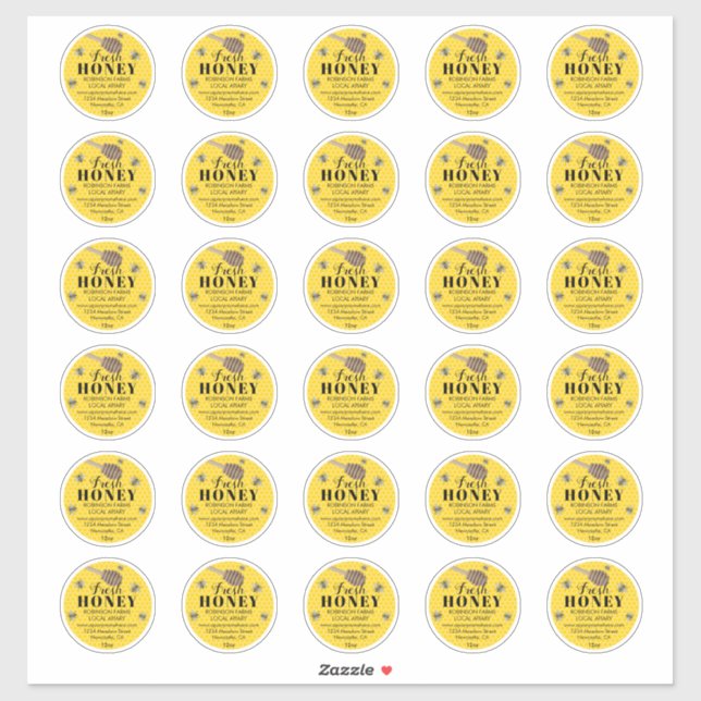 Fresh Honey Jar 2" Labels | Honeybee (Sheet)