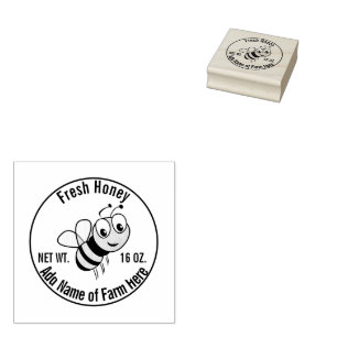 Fresh Honey with Bee Farm Name Rubber Stamp