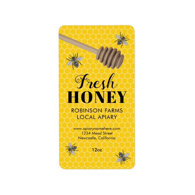 Fresh Honeycomb Honey Label (Front)