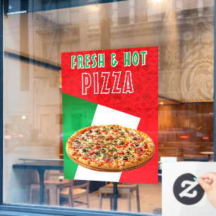 Fresh & Hot Pizza With Pizza Explosion Window Cling