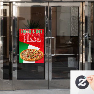 Fresh & Hot Pizza With Pizza Explosion Window Cling
