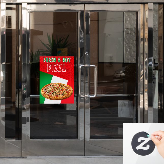 Fresh & Hot Pizza With Pizza Explosion  Window Cling (Office Door)