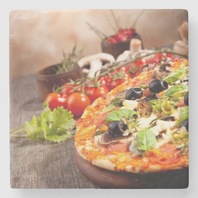 Fresh Italian pizza Stone Coaster (Front)