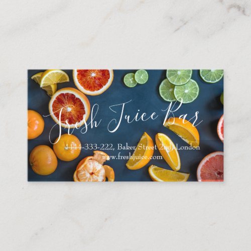 Fresh Juice Bar Vegetarian Vegan Healthy Life Business Card
