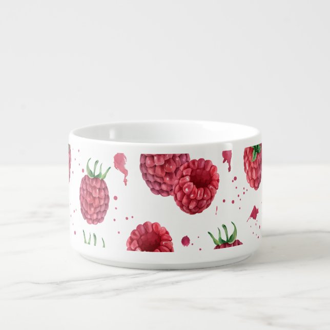 fresh juicy raspberries  bowl (Center)