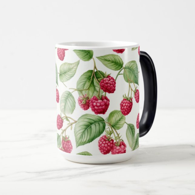 Fresh Juicy Raspberry Fruit Pattern Color Morph Mug (Front Right)