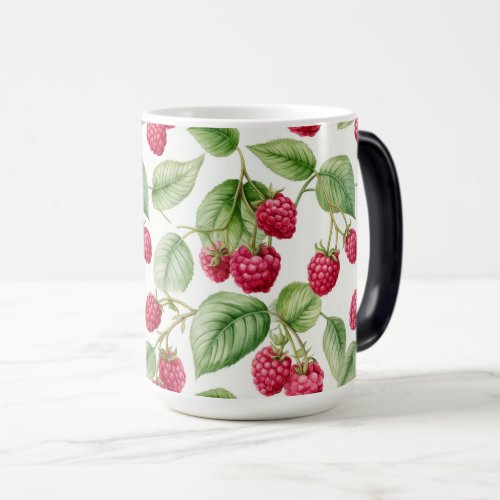 Fresh Juicy Raspberry Fruit Seamless Pattern Magic Mug