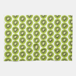 Fresh kiwi fruit background. Round slices pattern Kitchen Towel