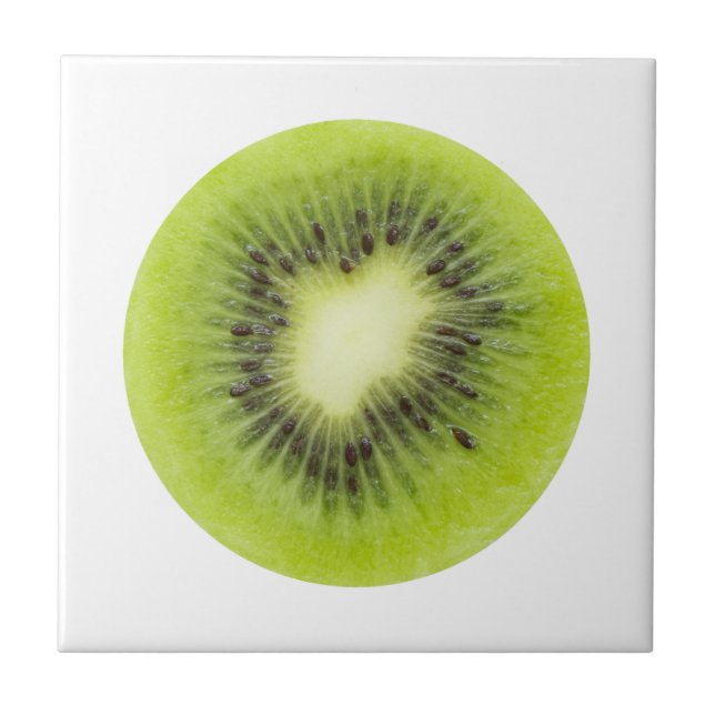 Fresh kiwi fruit. Round slice closeup isolated Ceramic Tile (Front)