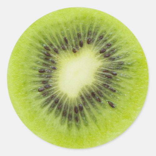 Fresh kiwi fruit Round slice closeup isolated Classic Round Sticker