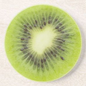 Fresh kiwi fruit. Round slice closeup isolated Drink Coaster